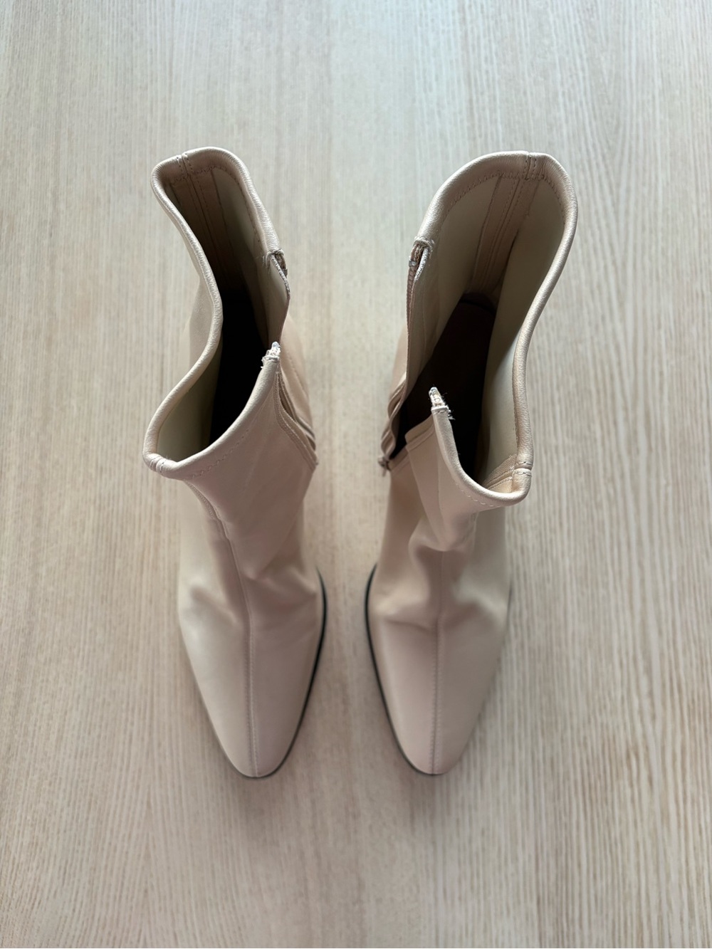Vince Cream Pointed-Toe Mid-Calf Block Heel Boots - Picture 2 of 8